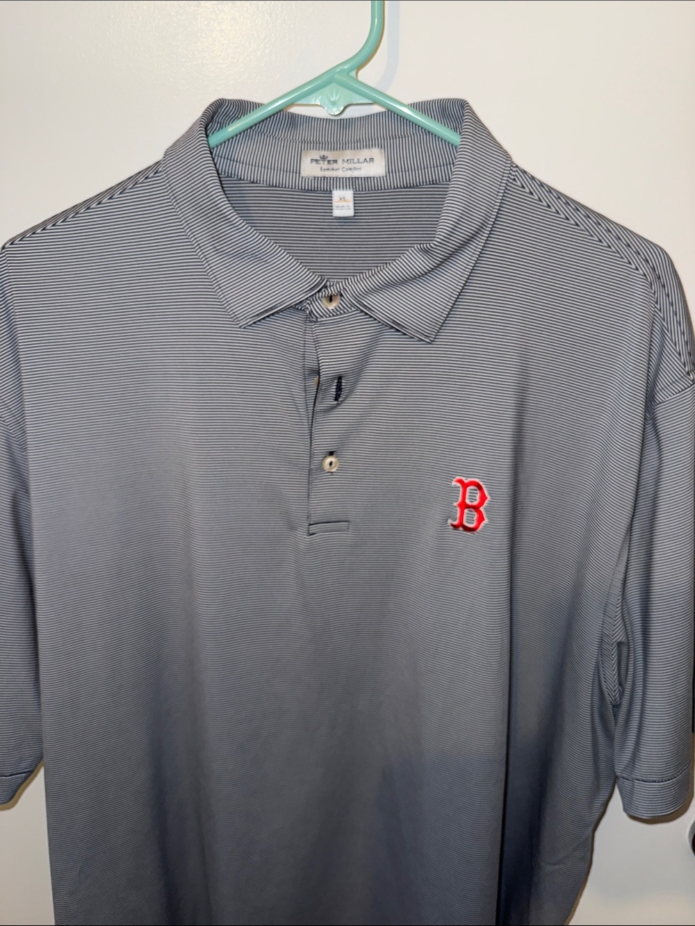 Peter Millar Gray Boston Red Sox XL Micro-Striped Polo